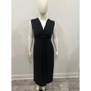 Love Squared Maxi Dress Women 1X Black New Twist Front V-Neck Summer Sundress